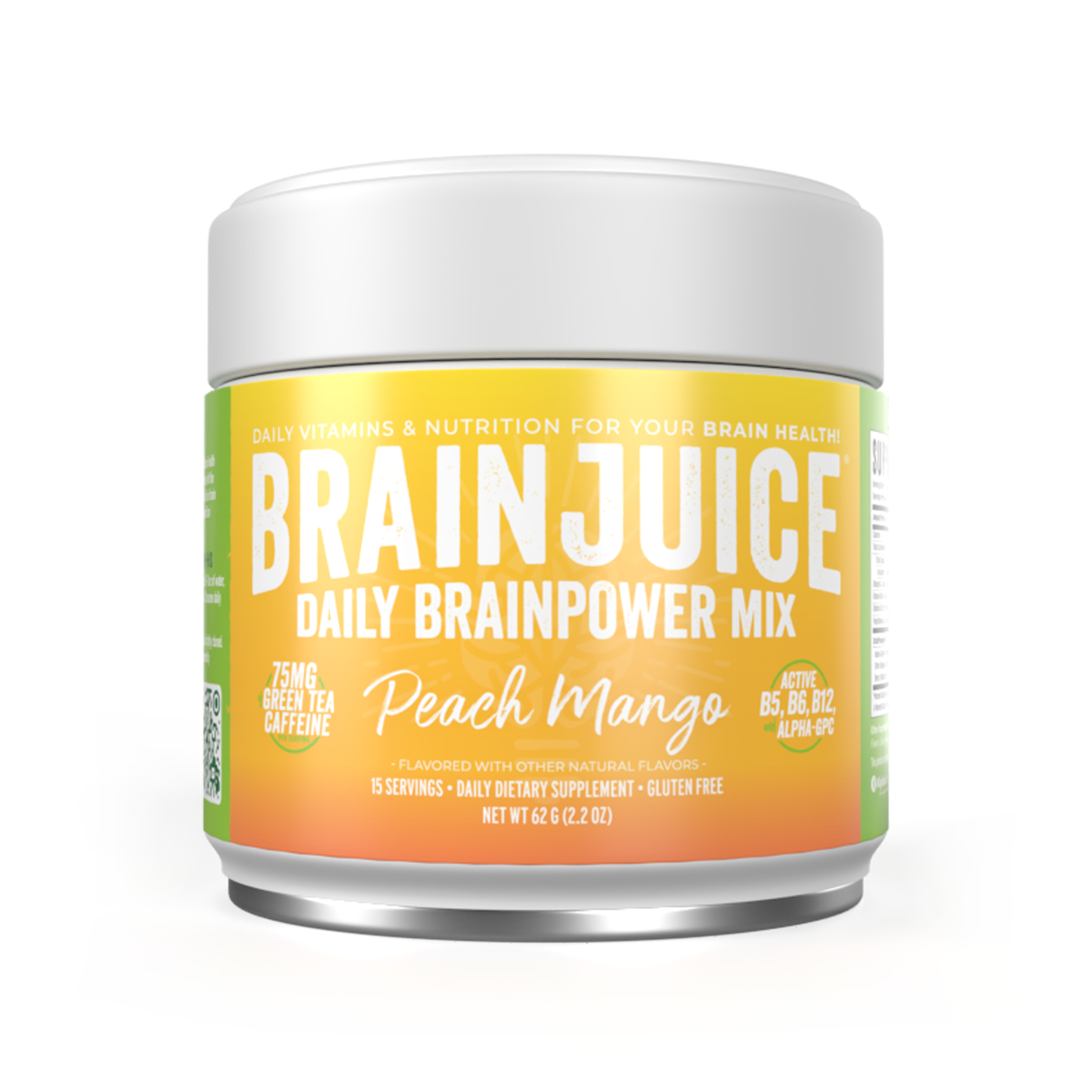 BrainJuice Daily BrainPower Mix Peach Mango - 15 Servings