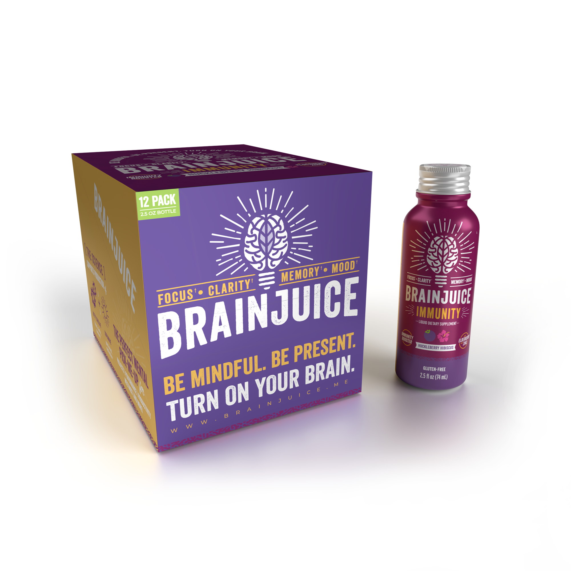 BRAINJUICE Immunity Huckleberry Hibiscus 2.5 oz. Ready to Drink Supplement | 12-pack