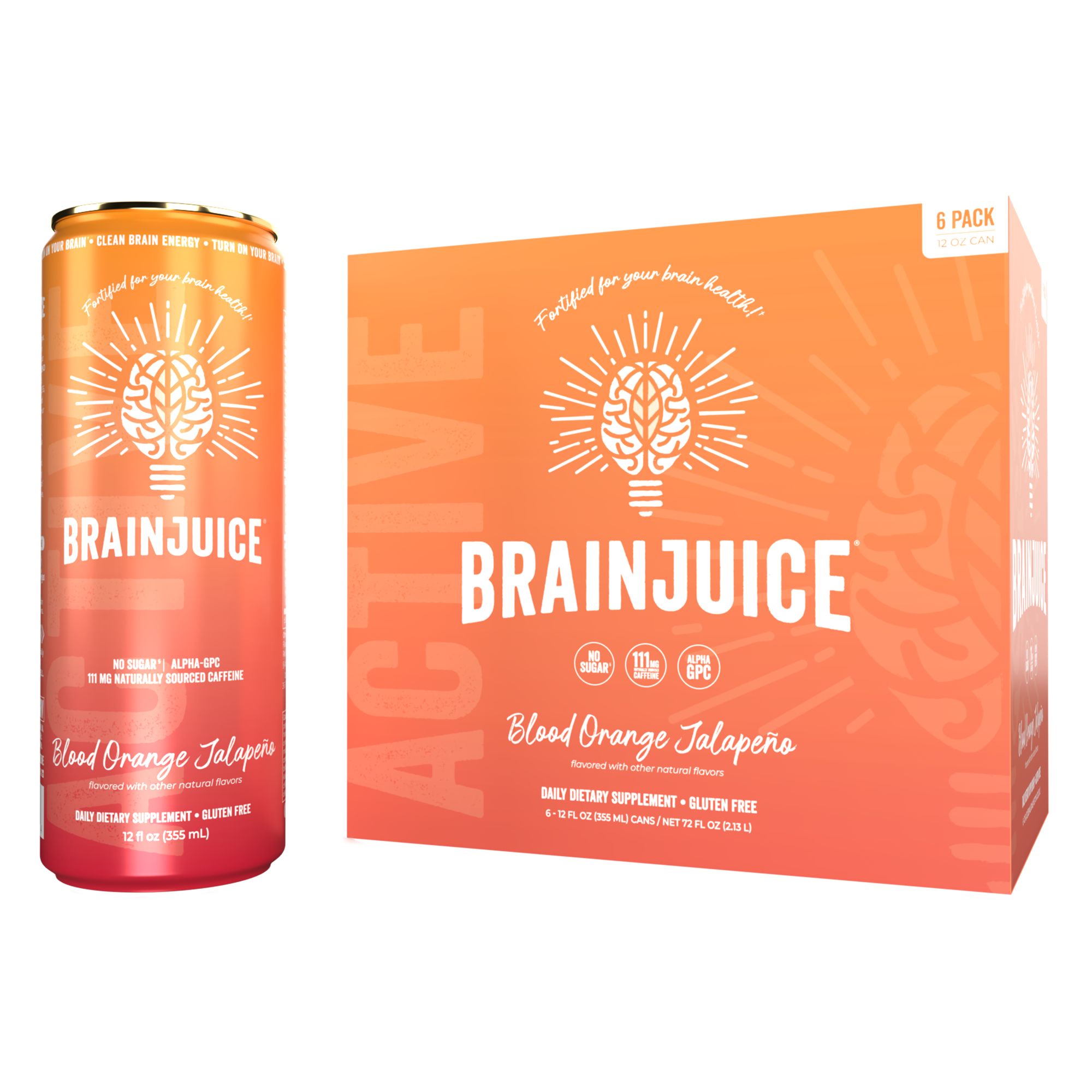 BRAINJUICE Active Blood Orange Jalapeno 12 fl oz RTD | 6-pack