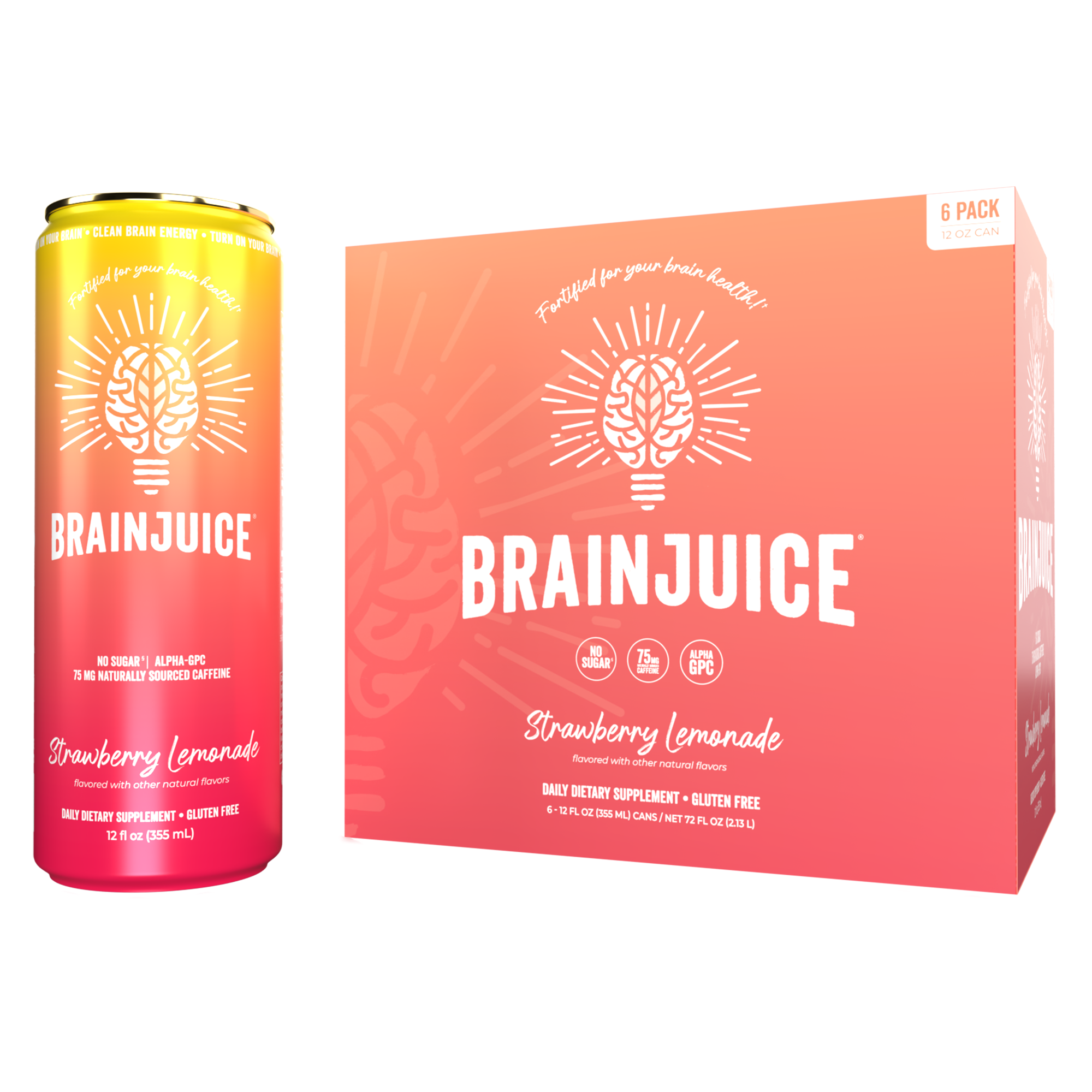 BRAINJUICE Strawberry Lemonade 12 fl oz RTD | 6-PACK