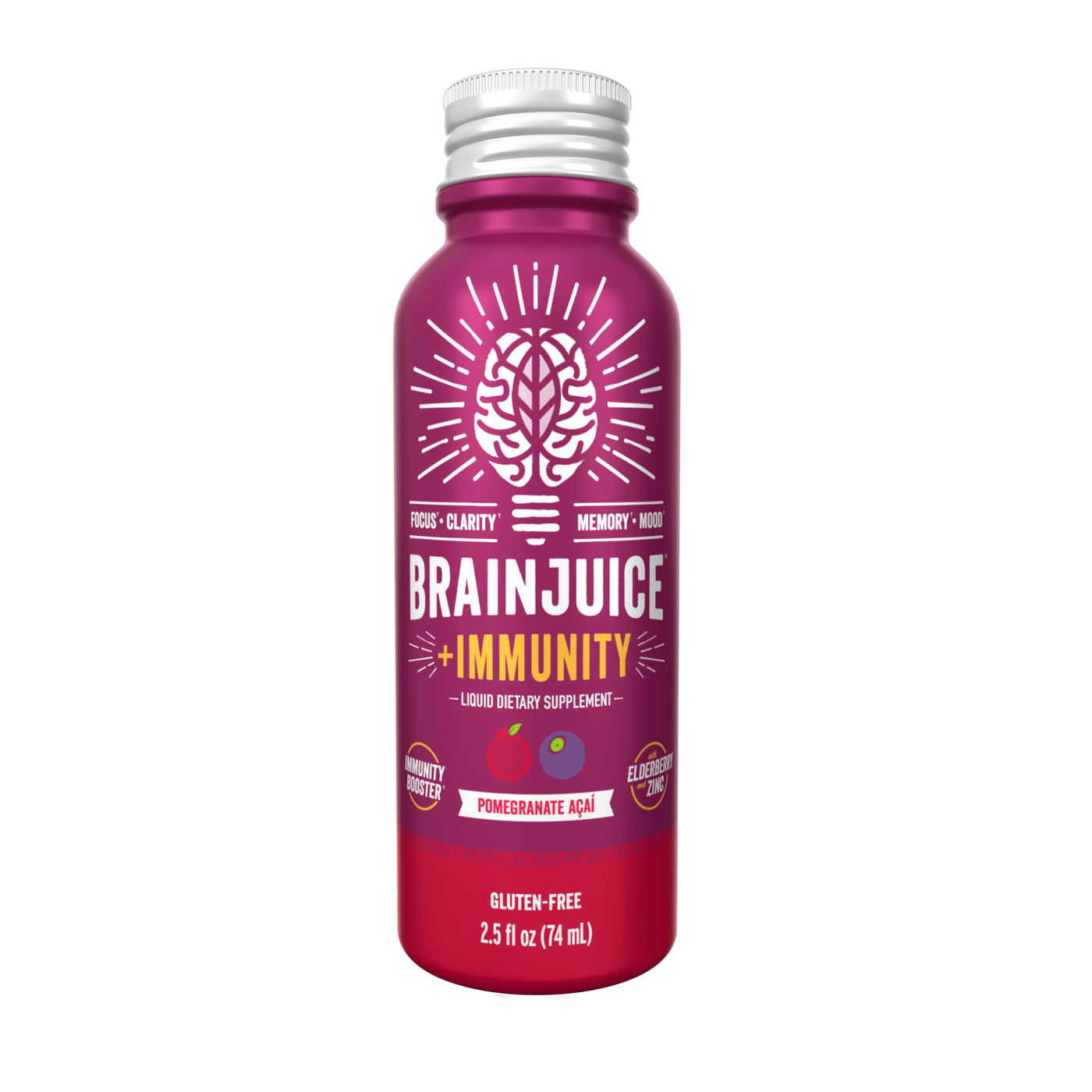 BRAINJUICE Immunity Pomegranate Acai 2.5 oz. Ready to Drink Supplement | 12-pack
