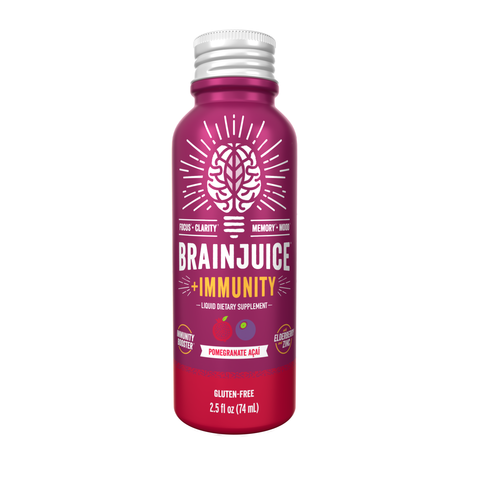 BRAINJUICE Immunity Pomegranate Acai 2.5 oz. Ready to Drink Supplement | 12-pack