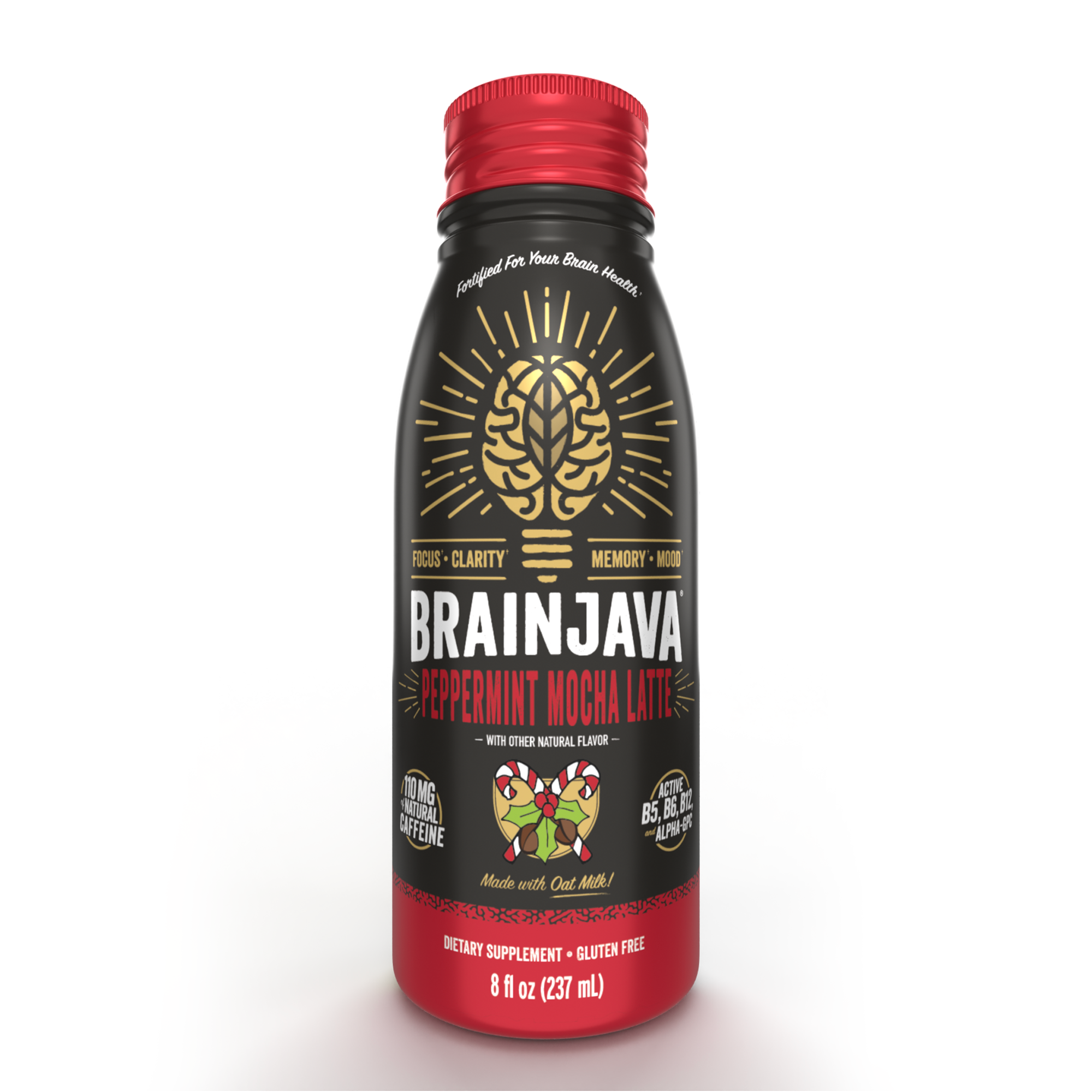 BRAINJAVA PEPPERMINT MOCHA LATTE Functional Coffee 8 FL OZ RTD 4-pack