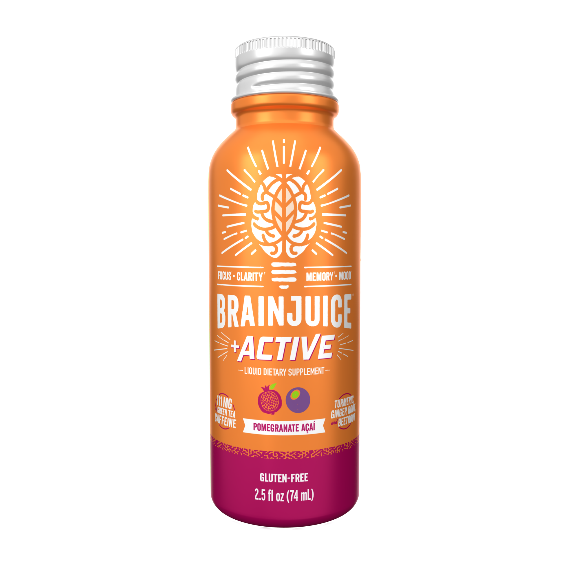 BrainJuice Active Pomegranate Acai 2.5 oz. Ready to Drink Supplement | 12-pack