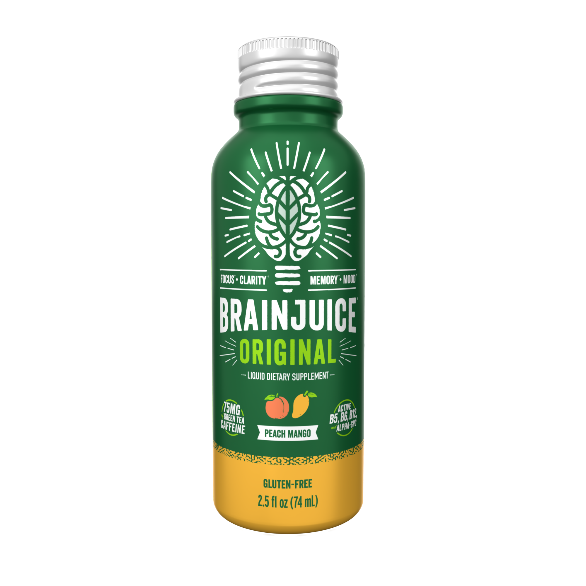 BrainJuice Original Peach Mango 2.5 oz. Ready to Drink Supplement | 12-pack