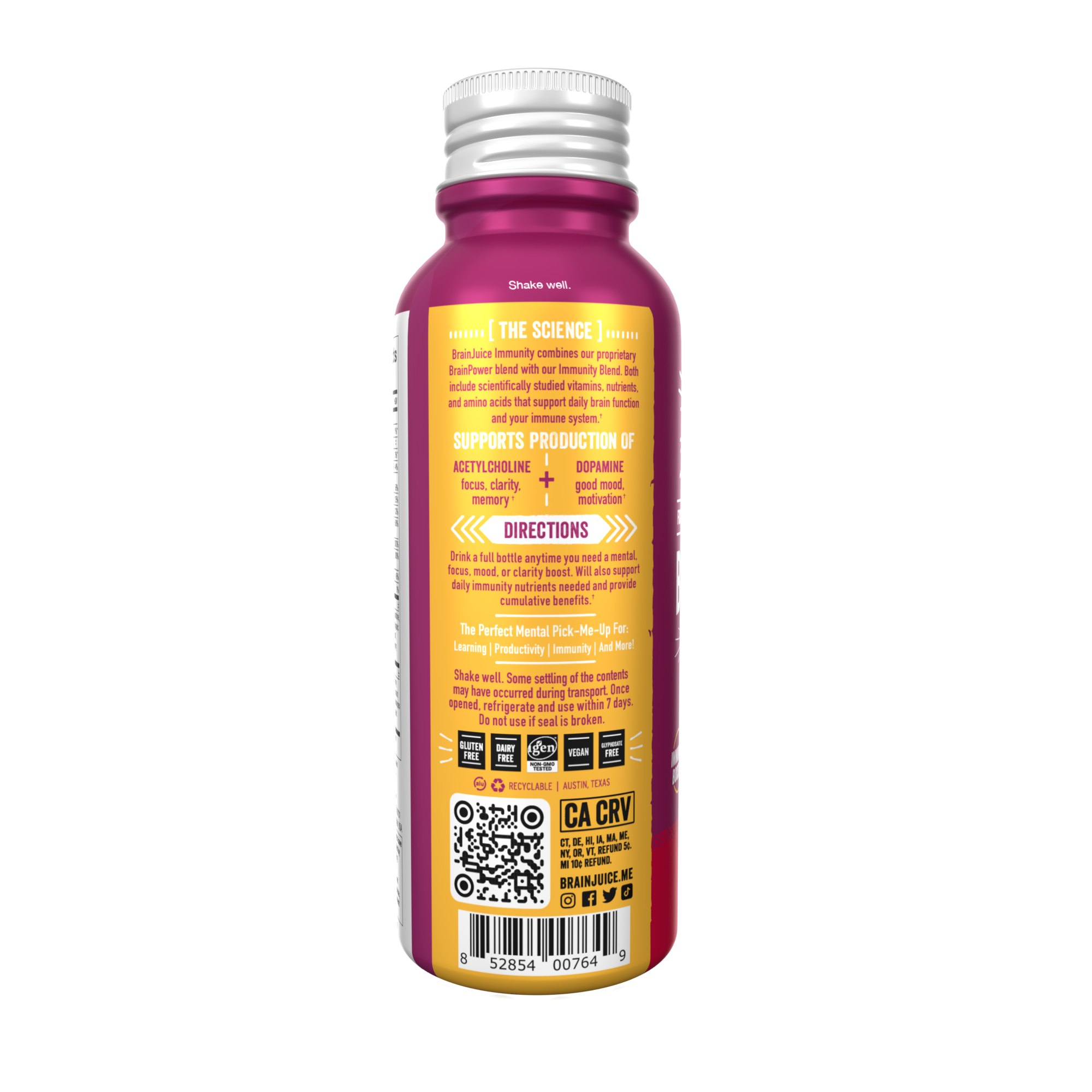 BRAINJUICE Immunity Pomegranate Acai 2.5 oz. Ready to Drink Supplement | 12-pack