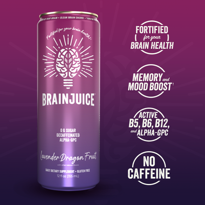 BRAINJUICE DECAFFEINATED Lavender Dragon Fruit 12 fl oz RTD | 6-PACK