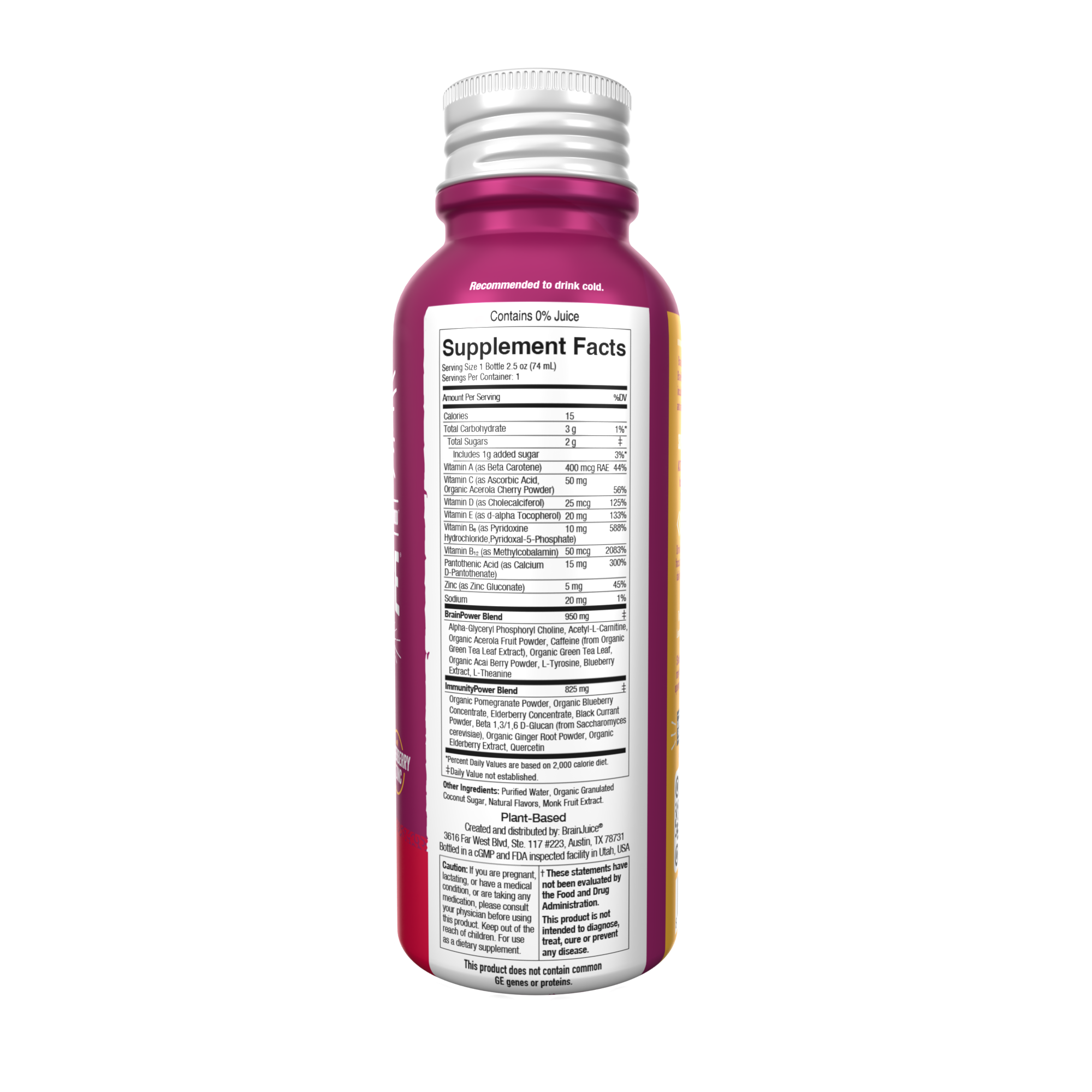BRAINJUICE Immunity Pomegranate Acai 2.5 oz. Ready to Drink Supplement | 12-pack
