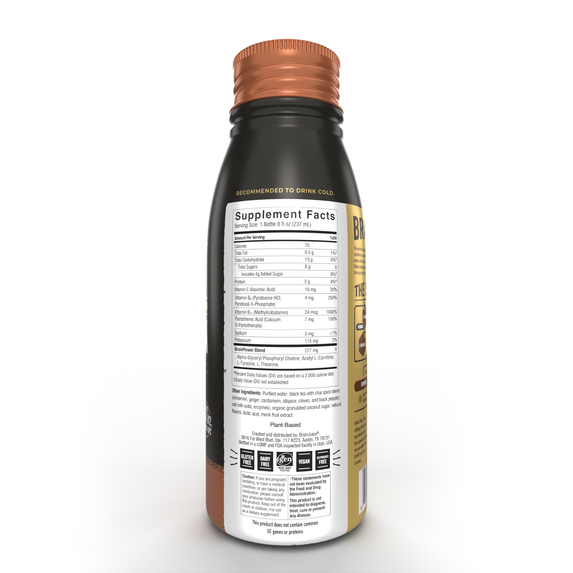 BRAINJAVA CHAI TEA LATTE 8 FL OZ RTD 4-pack