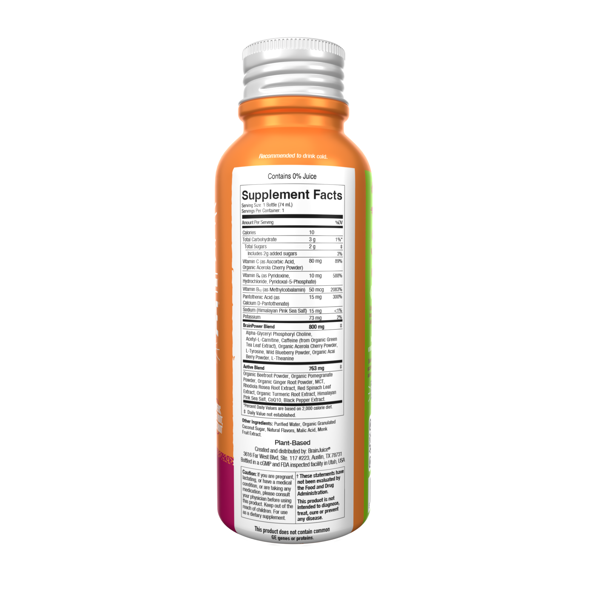 BrainJuice Active Pomegranate Acai 2.5 oz. Ready to Drink Supplement | 12-pack