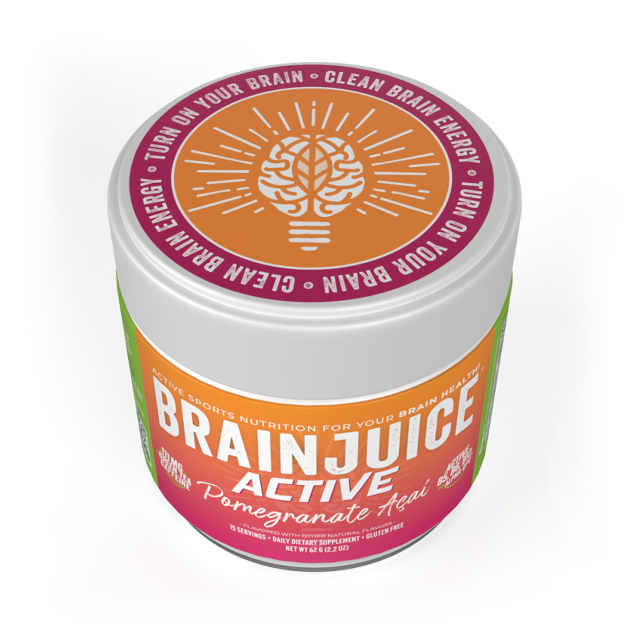 BrainJuice ACTIVE Pomegranate Acai Daily BrainPower Mix - 15 Servings