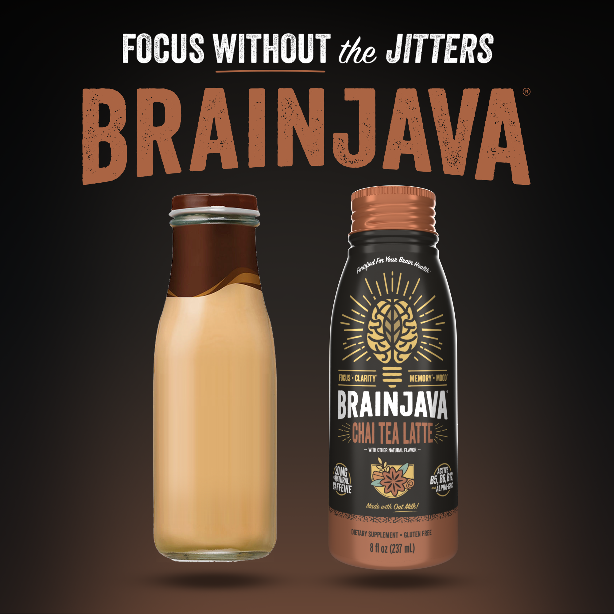 BRAINJAVA CHAI TEA LATTE 8 FL OZ RTD 4-pack