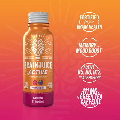 BrainJuice Active Pomegranate Acai 2.5 oz. Ready to Drink Supplement | 12-pack