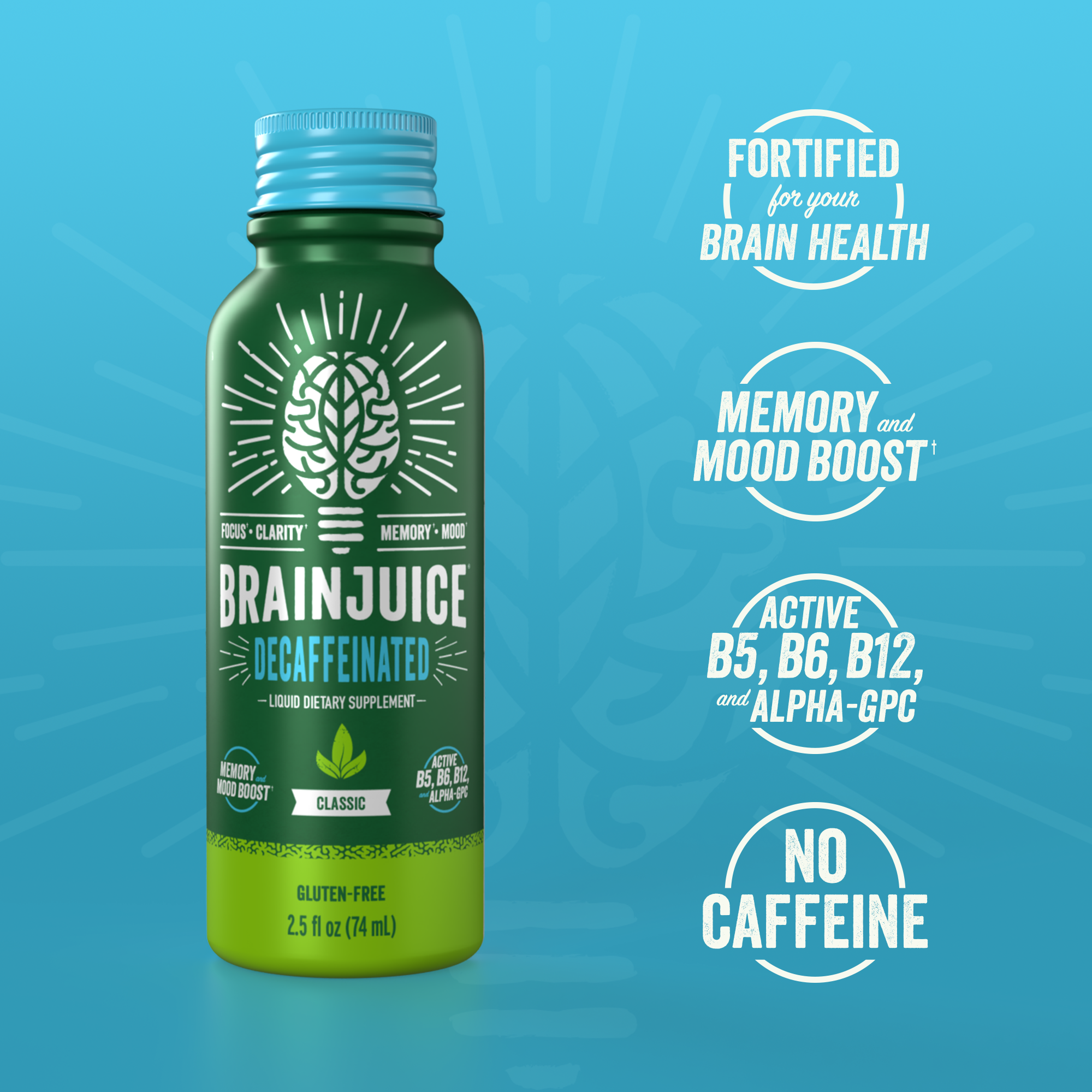 BRAINJUICE Decaf Classic 2.5 oz. Ready to Drink Supplement | 12-pack