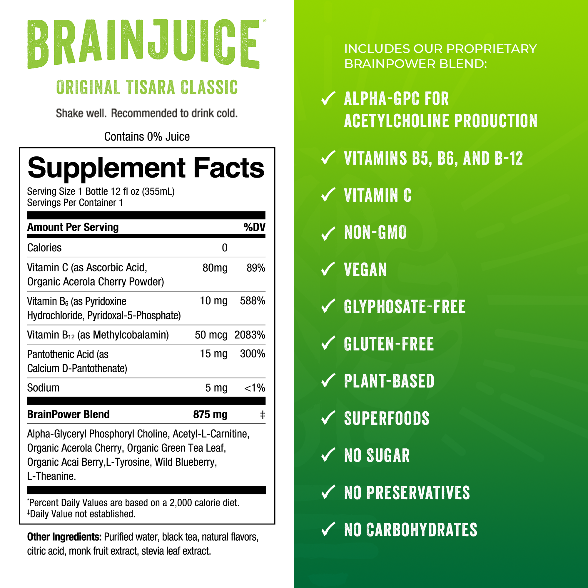 BrainJuice Tisara Classic 12 fl oz RTD 6ct