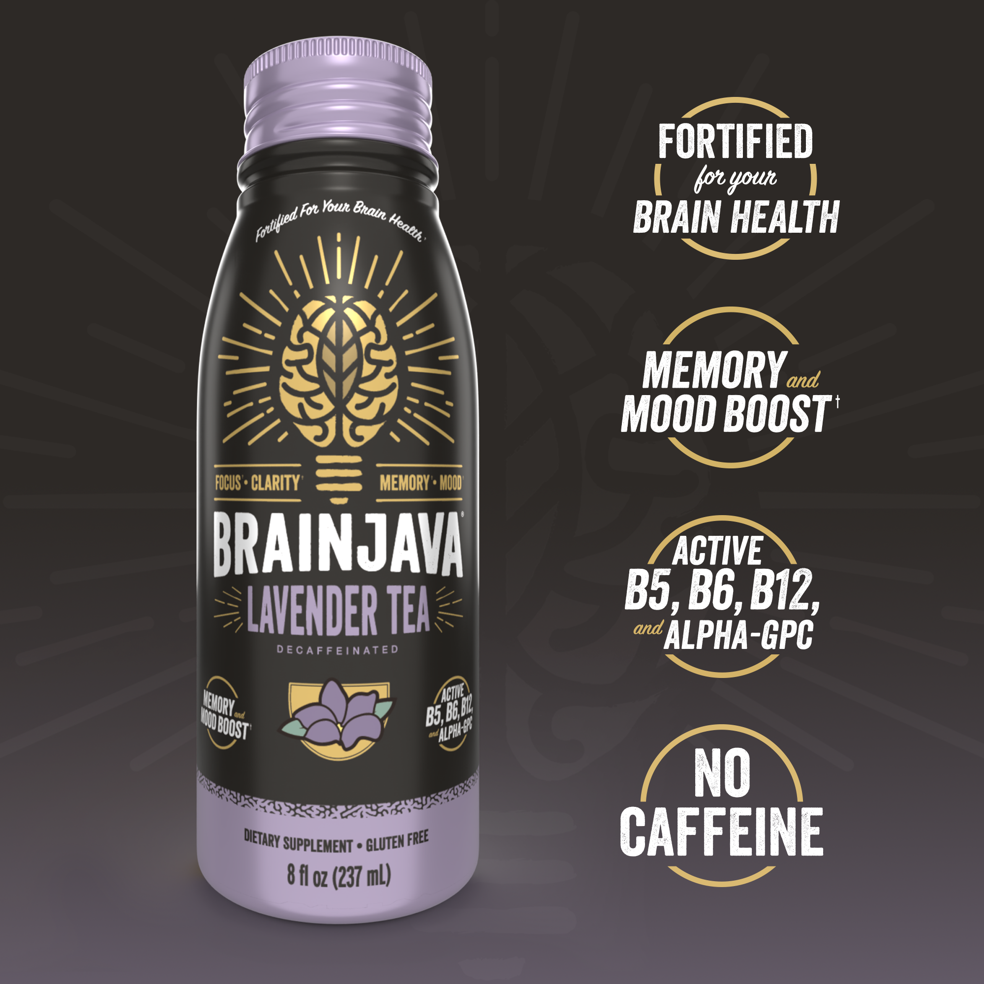 BRAINJAVA LAVENDER TEA 8 FL OZ RTD 4-pack