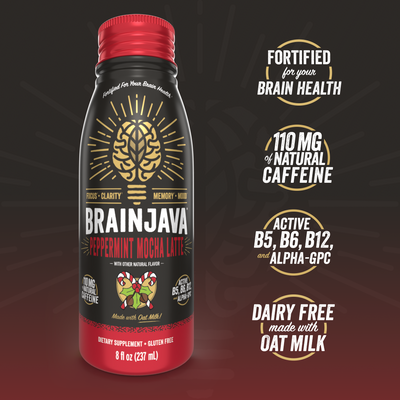 BRAINJAVA PEPPERMINT MOCHA LATTE Functional Coffee 8 FL OZ RTD 4-pack