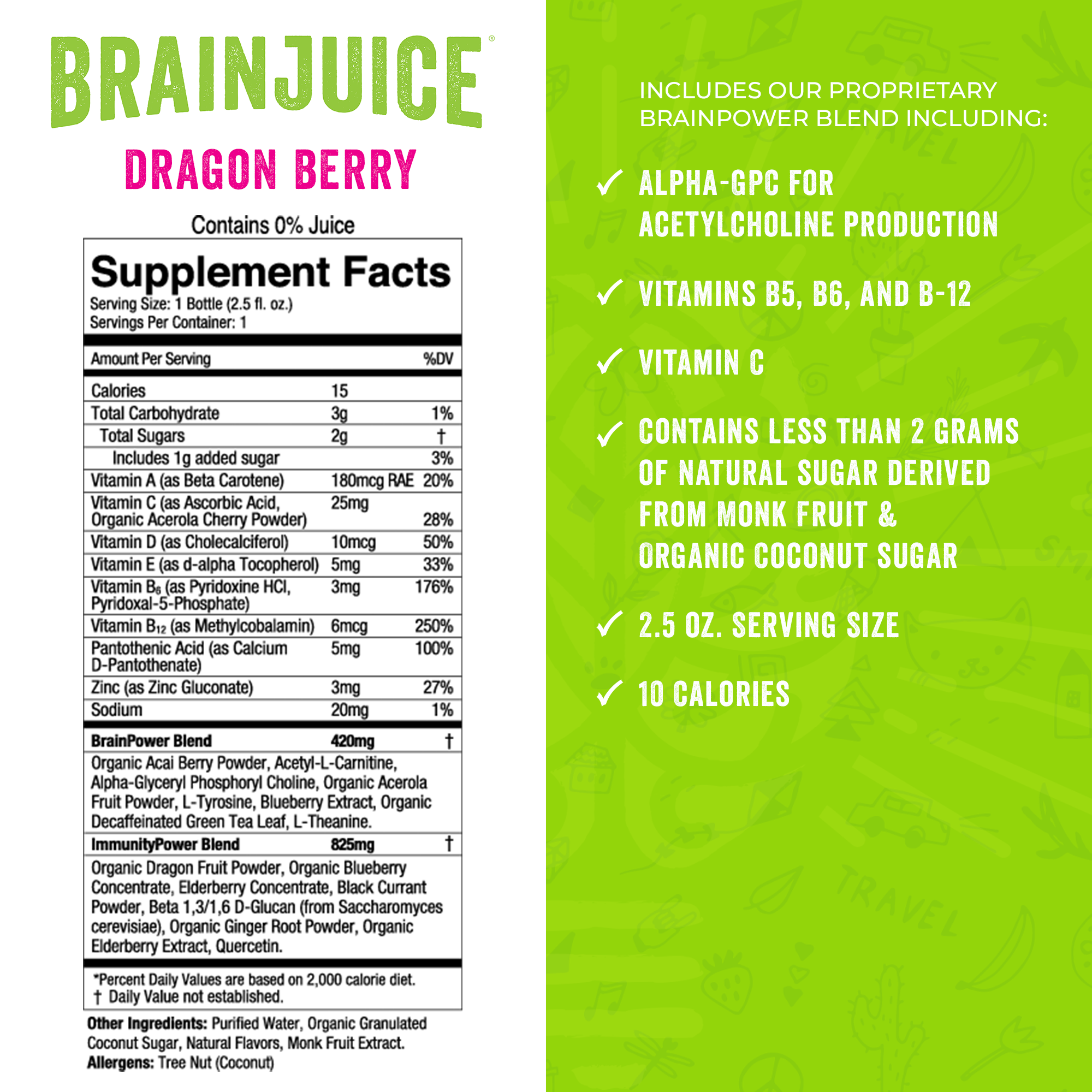 BRAINJUICE Kids Immunity Dragon Berry 2.5 oz. Ready to Drink | 12-pack