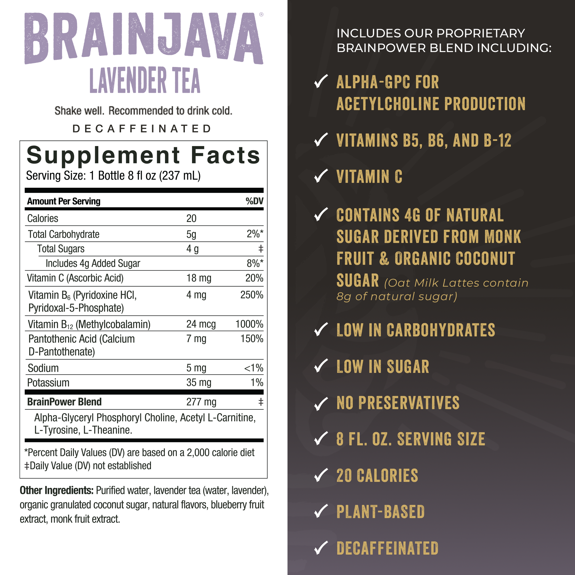 BRAINJAVA LAVENDER TEA 8 FL OZ RTD 4-pack