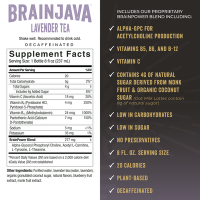 BRAINJAVA LAVENDER TEA 8 FL OZ RTD 4-pack