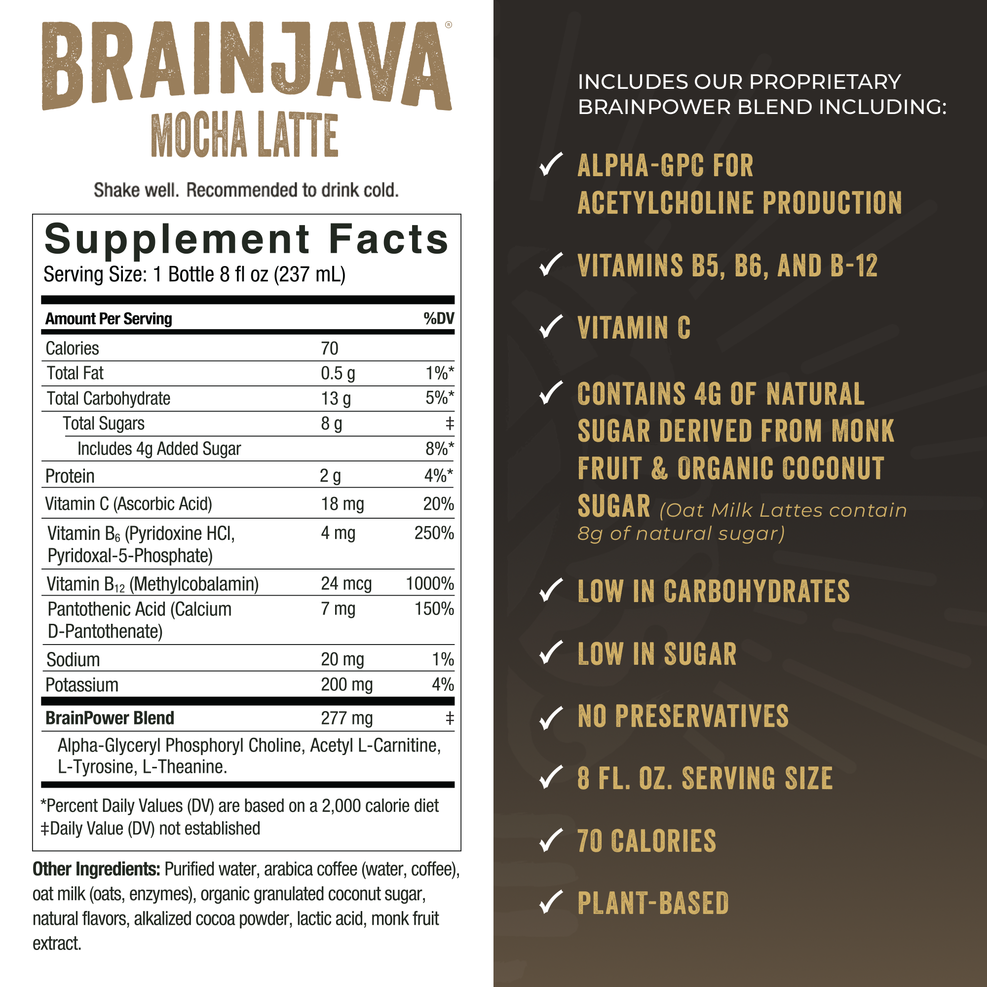 BRAINJAVA MOCHA LATTE 8 FL OZ RTD 4-pack