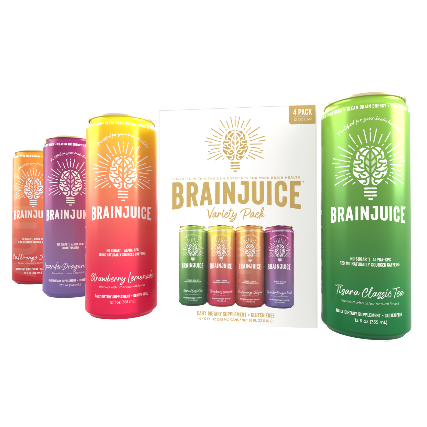 BRAINJUICE 12 FL OZ VARIETY 4-PACK