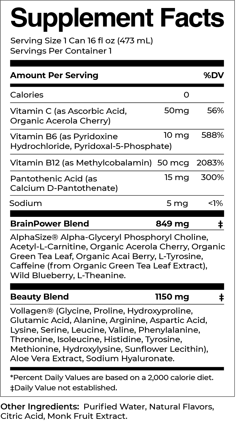 BRAINWATER Beauty Watermelon Mint 16 fl oz RTD 8ct Carton