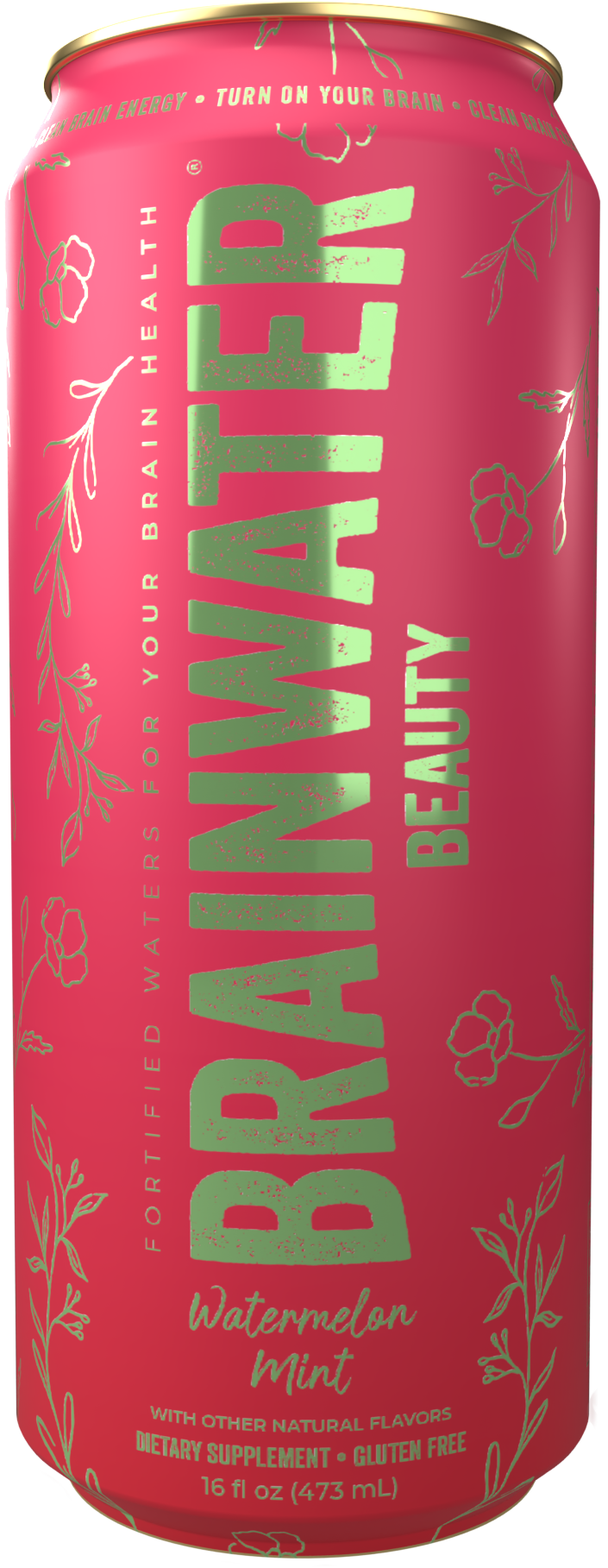 BRAINWATER Beauty Watermelon Mint 16 fl oz RTD 8ct Carton