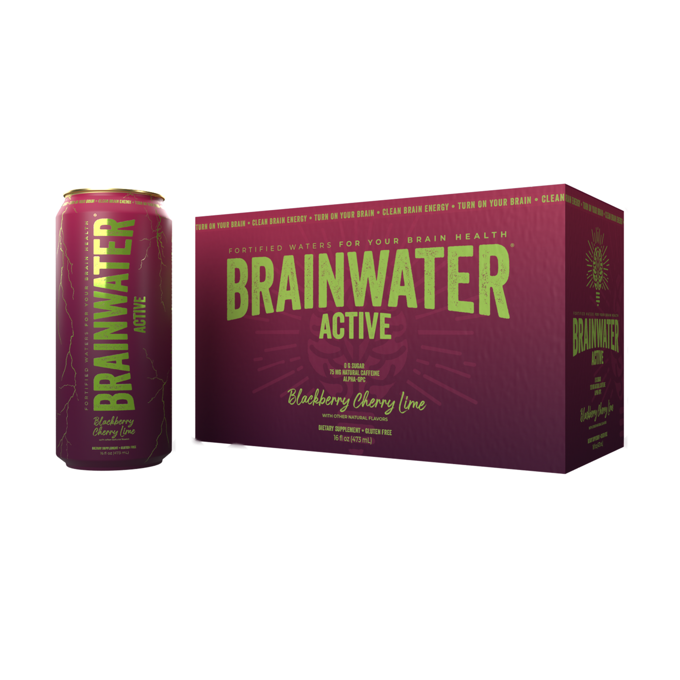 BRAINWATER Active Blackberry Lime 16 fl oz RTD 8-Pack