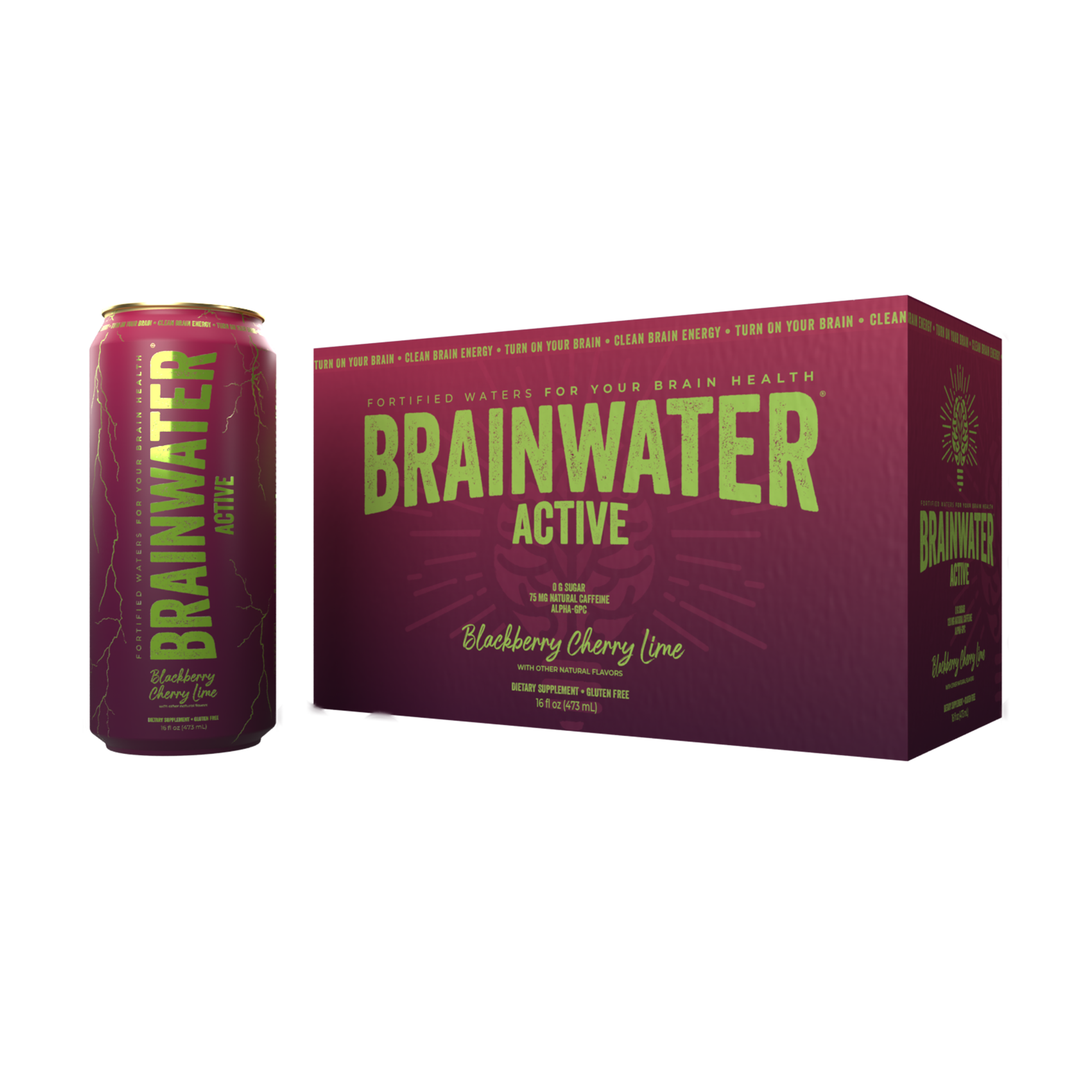 BRAINWATER Active Blackberry Lime 16 fl oz RTD 8-Pack