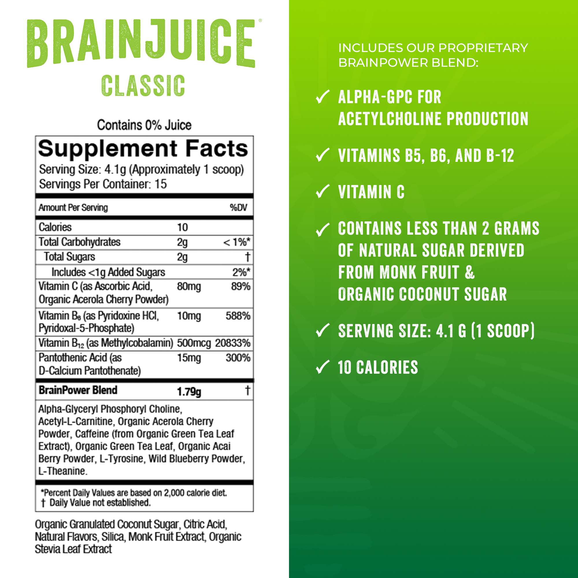 BrainJuice Daily BrainPower Mix Classic - 15 Servings