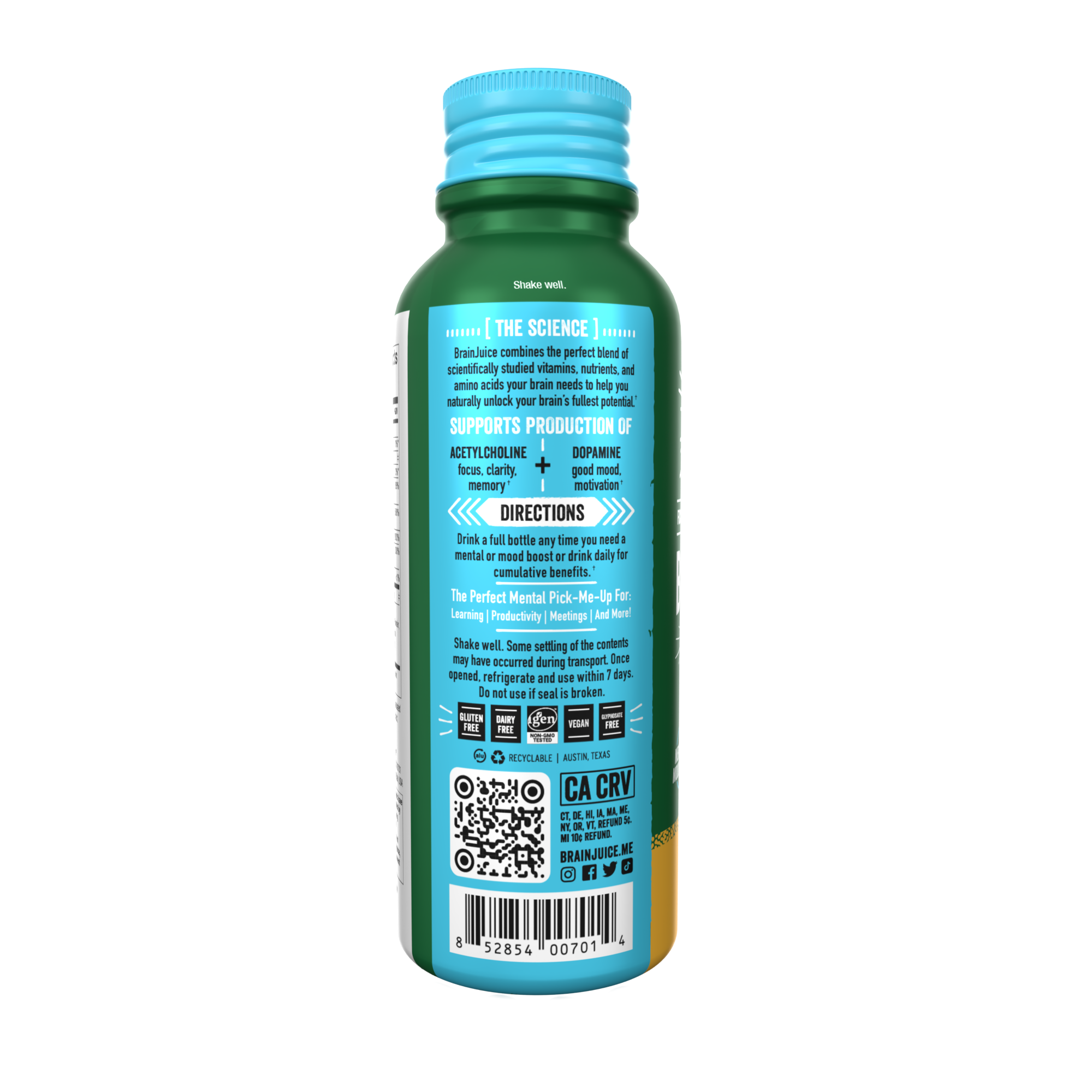 BRAINJUICE Decaf Peach Mango 2.5 oz. Ready to Drink Supplement | 12-pack