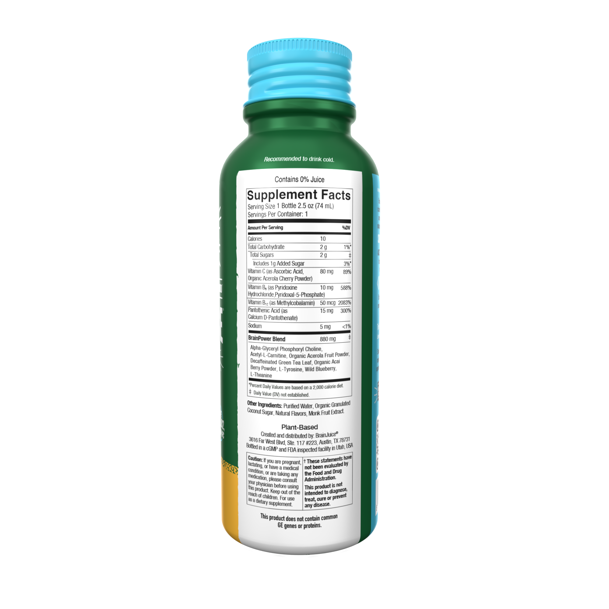 BRAINJUICE Decaf Peach Mango 2.5 oz. Ready to Drink Supplement | 12-pack