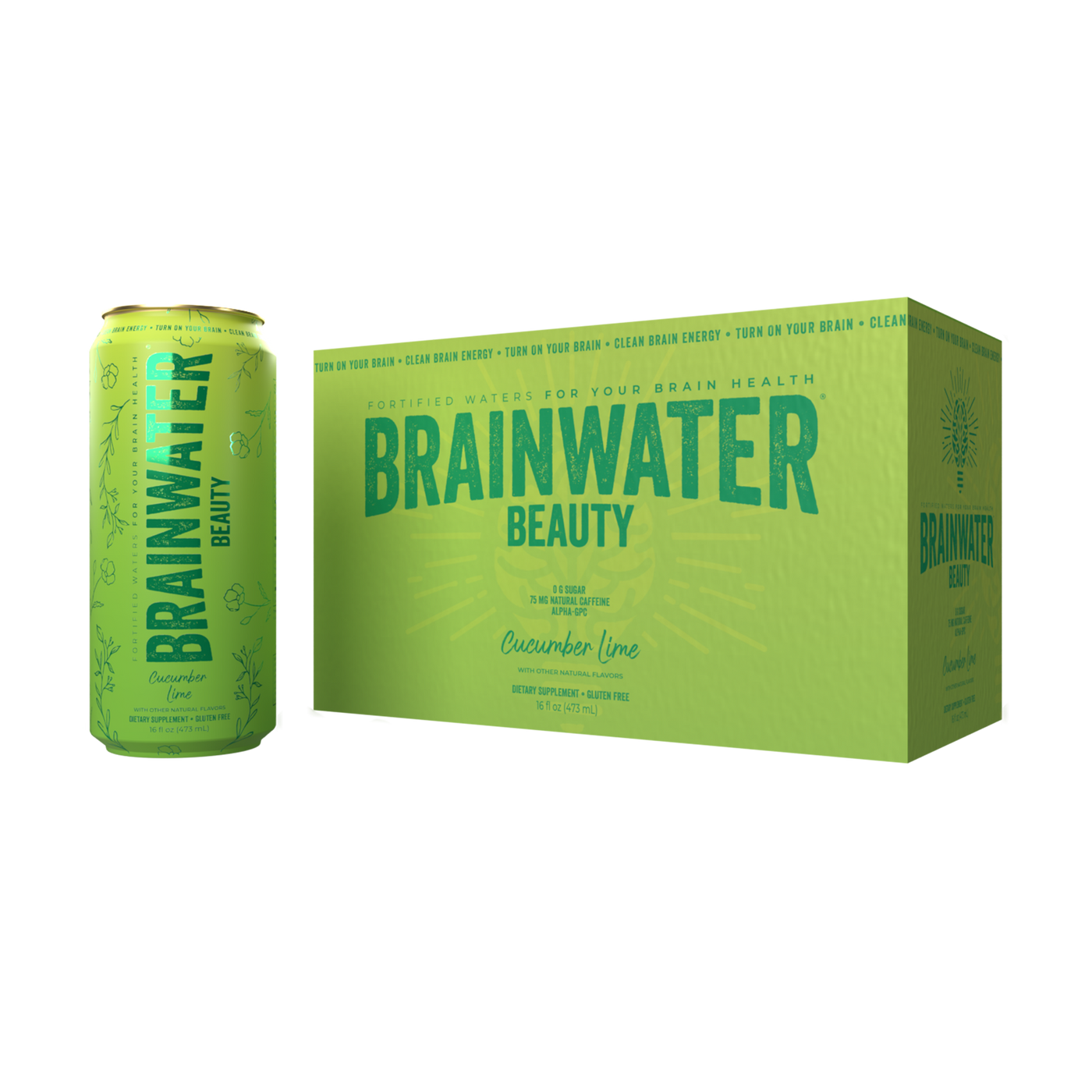 BRAINWATER Beauty Cucumber Lime 16 fl oz RTD 8ct Carton