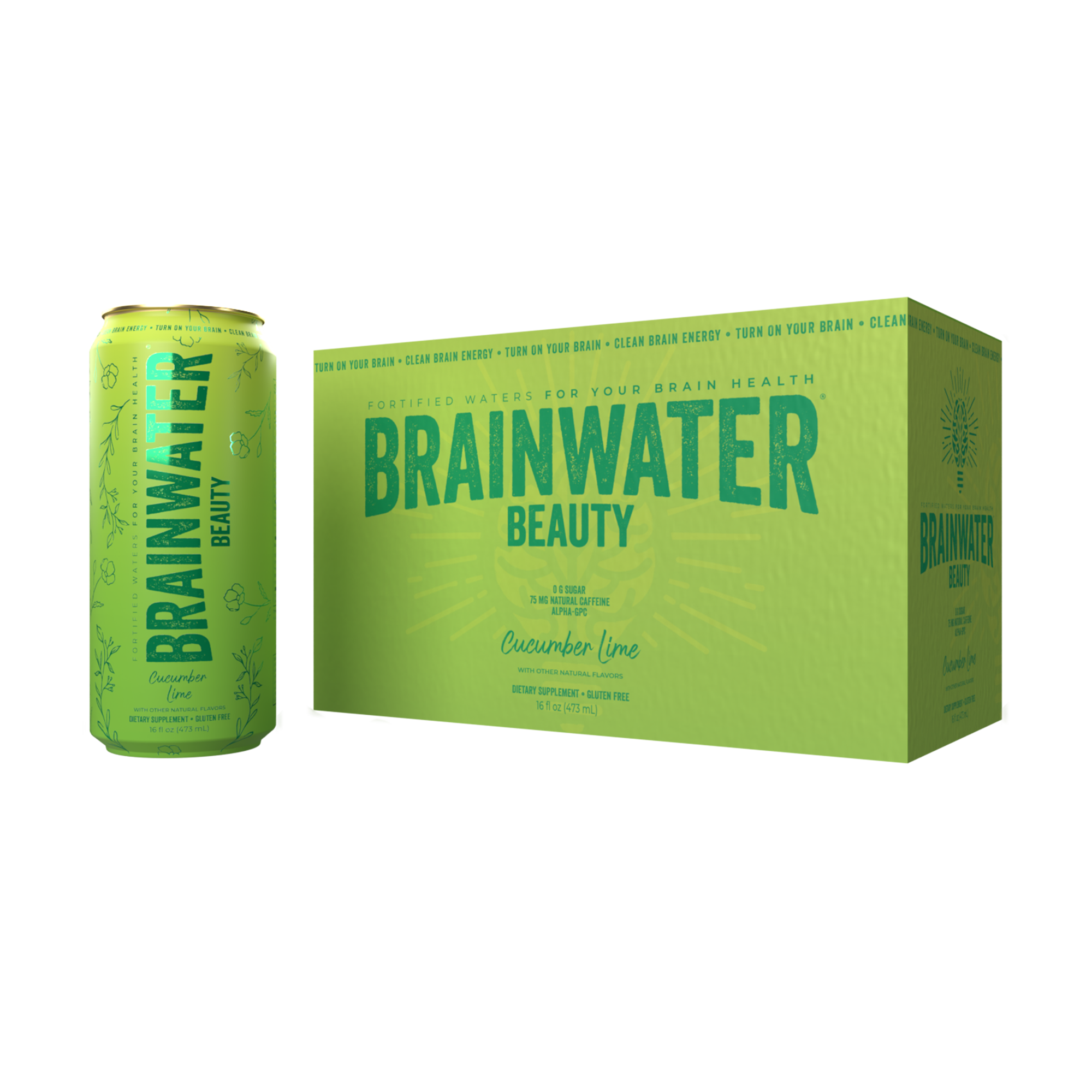 BRAINWATER Beauty Cucumber Lime 16 fl oz RTD 8-Pack