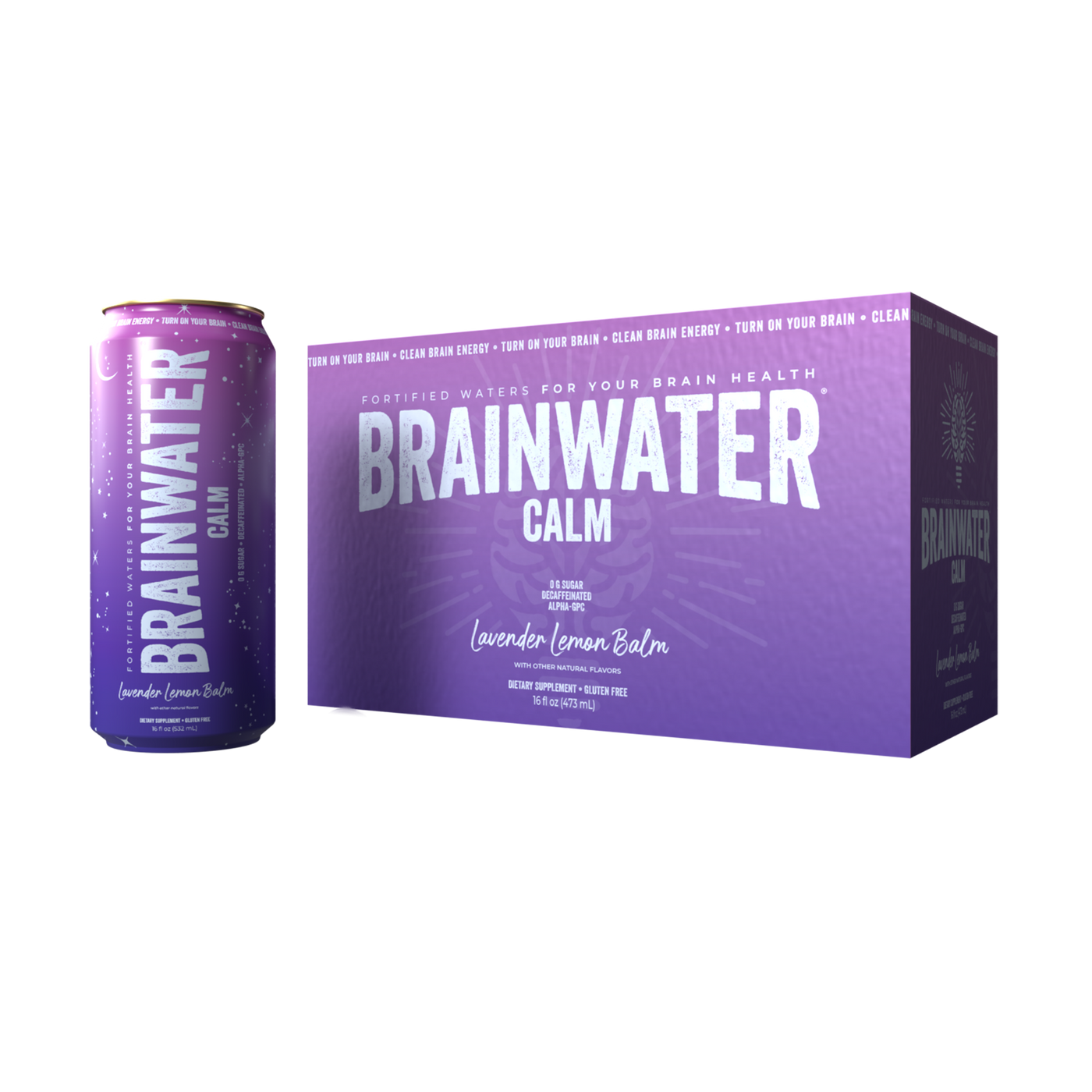 BRAINWATER Calm Lavender Lemon 16 fl oz RTD 8-Pack
