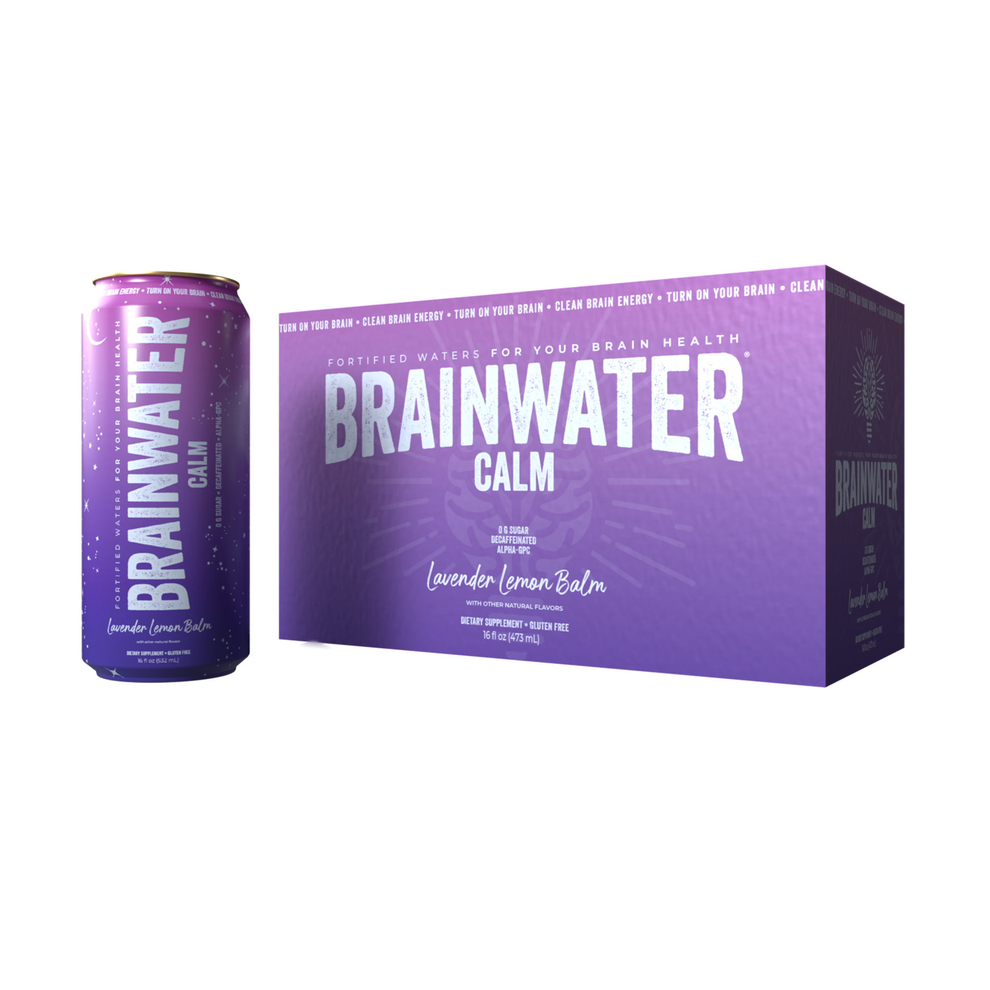 BRAINWATER Calm Lavender Lemon 16 fl oz RTD 8-Pack