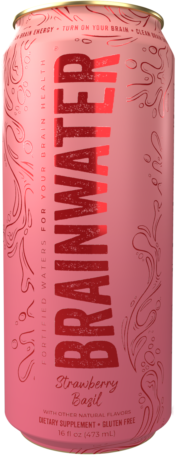 BRAINWATER Strawberry Basil 16 fl oz RTD 8-Pack