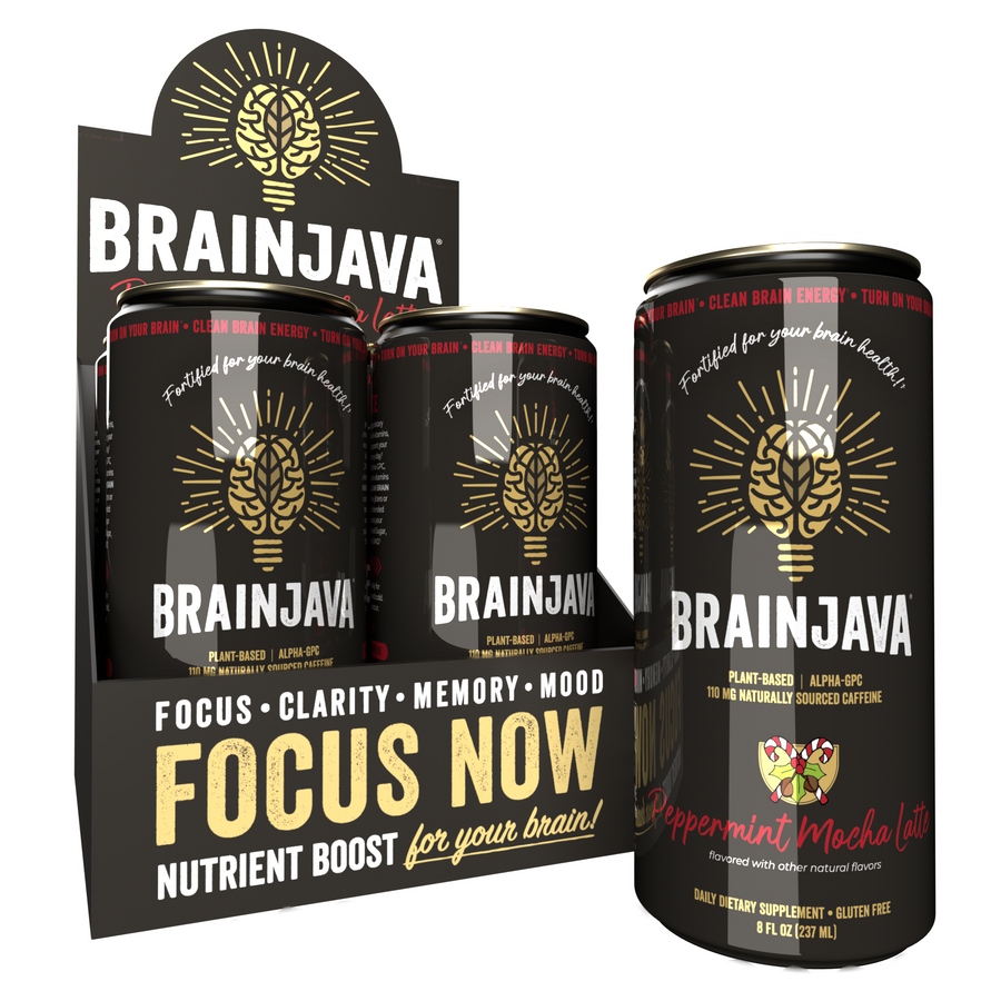 BRAINJAVA PEPPERMINT MOCHA LATTE Functional Coffee 8 FL OZ RTD 4-pack