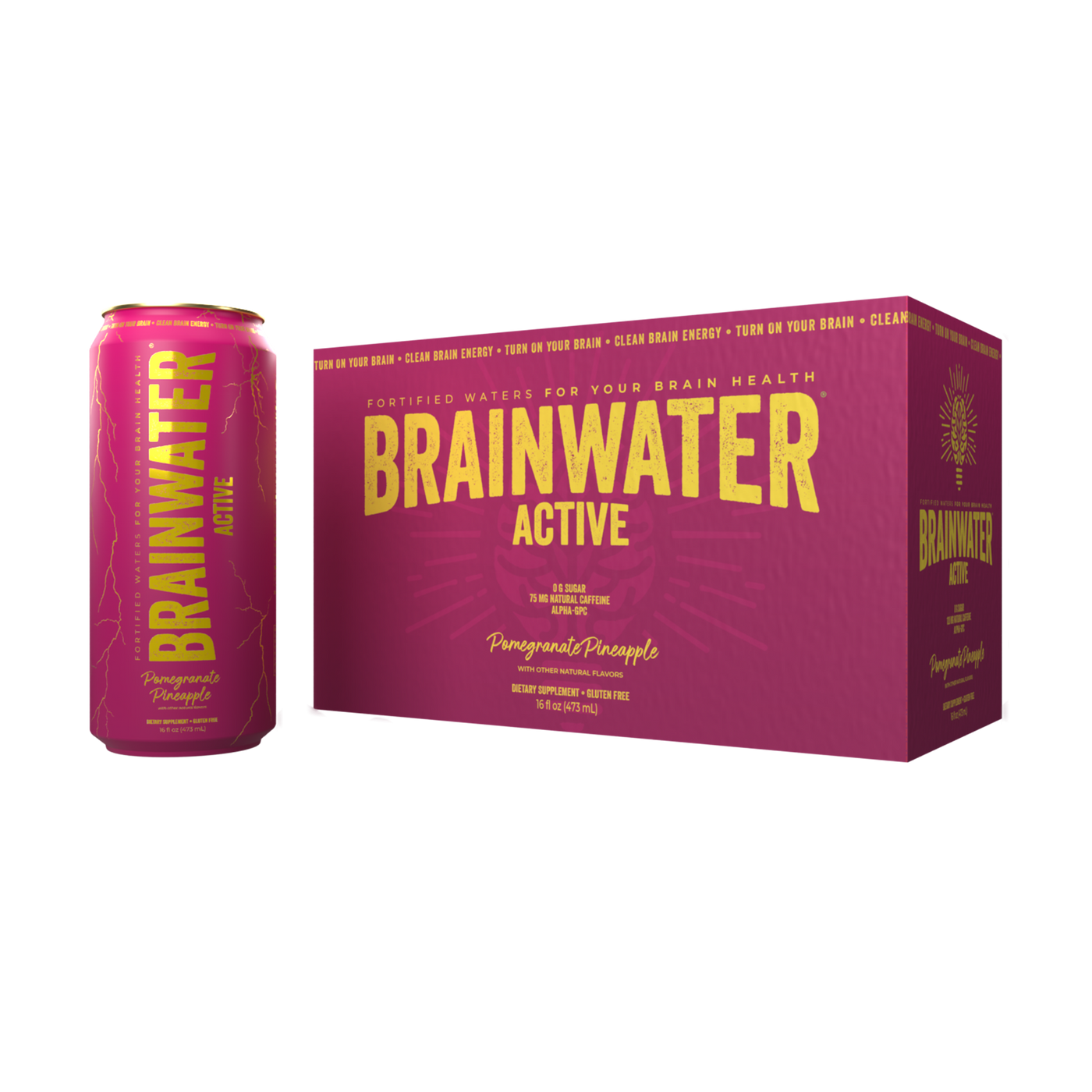 BRAINWATER Active Pomegranate Pineapple 16 fl oz RTD 8-Pack