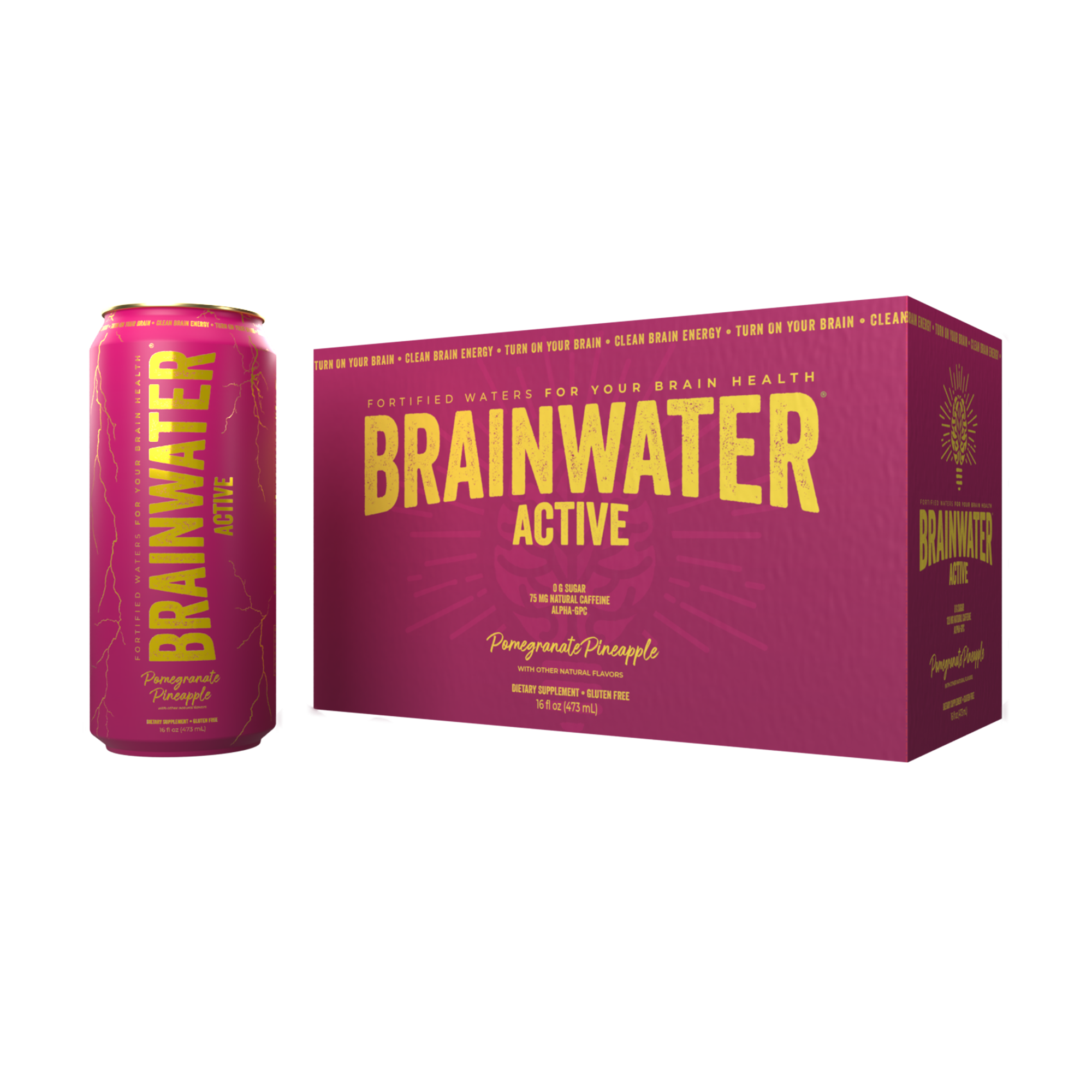 BRAINWATER Active Pomegranate Pineapple 16 fl oz RTD 8-Pack