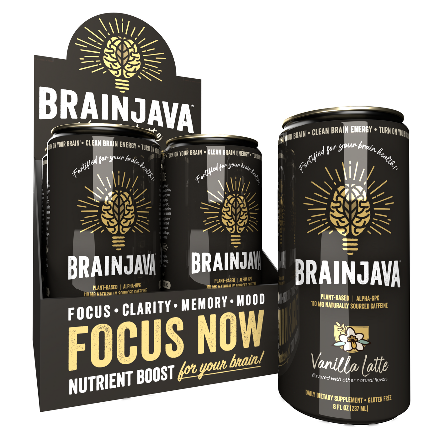 BRAINJAVA VANILLA LATTE 8 FL OZ RTD 4-pack