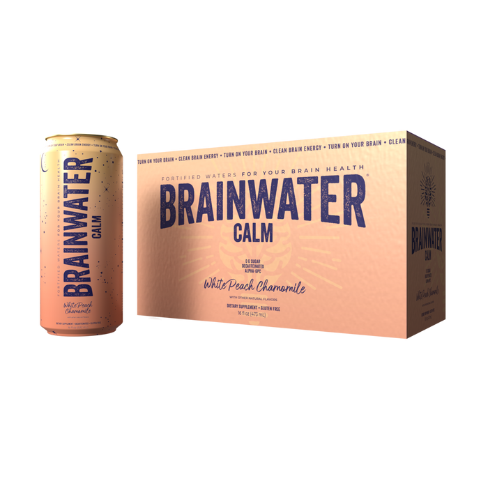 BRAINWATER Calm Peach Camomile 16 fl oz RTD 8-Pack