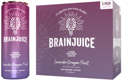 BRAINJUICE DECAFFEINATED Lavender Dragon Fruit 12 fl oz RTD | 6-PACK